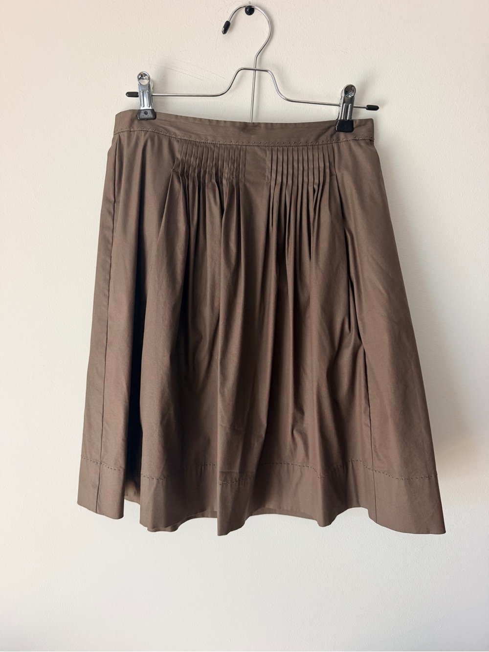 Elie Tahari Brown Pleated A-Line Skirt
